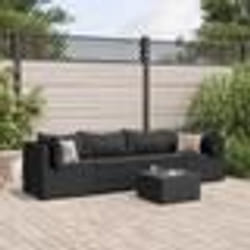 vidaXL Salon de jardin 5 pcs avec coussins Noir Résine tressée