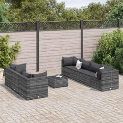 VIDAXL Salon de jardin 8 pcs - Gris