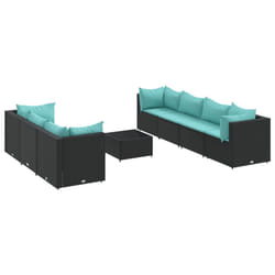 Salon De Jardin 8 Pcs Avec Coussins Noir Résine Tressée Vidaxl
