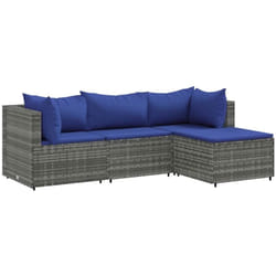 Vidaxl - Salon de jardin 4 pcs avec coussins Gris Résine tressée