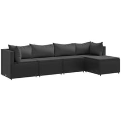Vidaxl - Salon de jardin 5 pcs avec coussins Noir Résine tressée