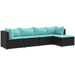 Vidaxl - Salon de jardin 5 pcs avec coussins Noir Résine tressée