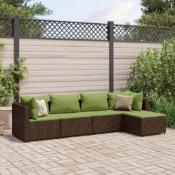 vidaXL Salon de Jardin 5 pcs - Marron - Résine Tressée