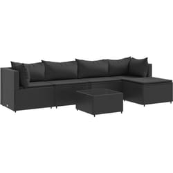 Vidaxl - Salon de jardin 6 pcs avec coussins Noir Résine tressée