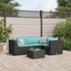 vidaXL Salon de jardin 5 pcs avec coussins Noir Résine tressée