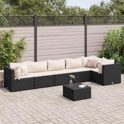 Vidaxl - Salon de jardin 7 pcs avec coussins Noir Résine tressée