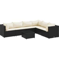 Vidaxl - Salon de jardin 7 pcs avec coussins Noir Résine tressée