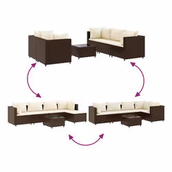 VidaXL 3308161 ensemble de meubles de jardin Marron, Crème - Vue supplémentaire 6