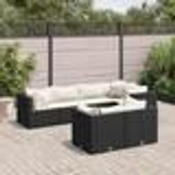 vidaXL Salon de jardin 7 pcs avec coussins Noir Résine tressée