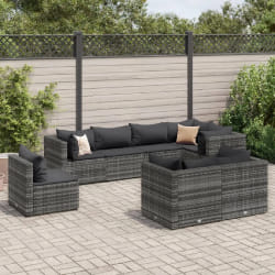 vidaXL Salon de jardin 8 pcs gris