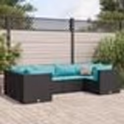 vidaXL Salon de jardin 6 pcs avec coussins Noir Résine tressée