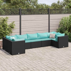 vidaXL Salon de jardin 7 pcs avec coussins Noir Résine tressée
