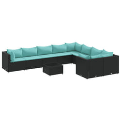 Salon De Jardin 10 Pcs Avec Coussins Noir Résine Tressée Vidaxl