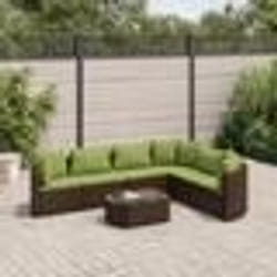 vidaXL Salon de jardin avec coussins 7 pcs marron résine tressée