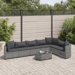 vidaXL Salon de jardin 8 pcs avec coussins gris résine tressée ensemble de canapés dextérieur canapé dangle de jardin 3308386