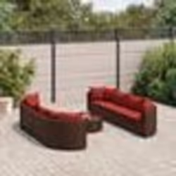 vidaXL Salon de jardin avec coussins 9 pcs marron résine tressée