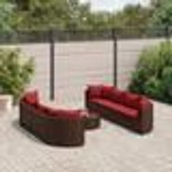 vidaXL Salon de jardin avec coussins 9 pcs marron résine tressée