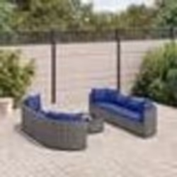 vidaXL Salon de jardin 9 pcs avec coussins gris résine tressée