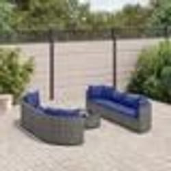 vidaXL Salon de jardin 9 pcs avec coussins gris résine tressée