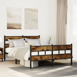Cadre De Lit En Métal Sans Matelas Chêne Fumé 150x200 Cm Vidaxl