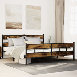 Vidaxl - Cadre De Lit En Métal Sans Matelas Chêne Fumé 193x203 Cm