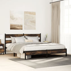 Cadre De Lit En Métal Sans Matelas Chêne Fumé 193x203 Cm Vidaxl