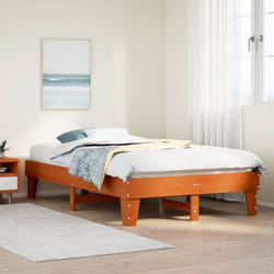 Cadre De Lit Sans Matelas Cire Marron 135x190cm Bois Pin Massif Vidaxl