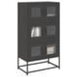 vidaXL Buffet haut noir 68x39x123 cm acier armoire armoire de rangement buffet haut armoire latérale armoire haute 853350