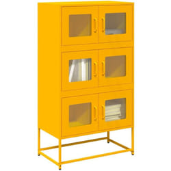 vidaXL Buffet haut jaune moutarde 68x39x123 cm acier