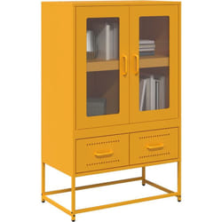 Vidaxl - Buffet haut jaune moutarde 68x39x111,5 cm acier