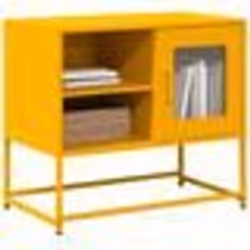 vidaXL Meuble TV jaune moutarde 68x39x605 cm acier support TV buffet TV meuble multimédia banc TV meuble hifi centre 853389