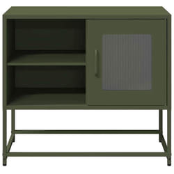 vidaXL Meuble TV vert olive 68x39x605 cm acier support TV buffet TV meuble multimédia banc TV meuble hifi centre de 853390