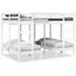 vidaXL Lit superposé triple blanc 140x200/70x140 cm bois de pin massif cadre de lit superposé trio meubles de chambre 3308578