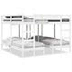 vidaXL Lit superposé triple blanc 200x200/80x200 cm bois de pin massif cadre de lit superposé trio meubles de chambre 3308584