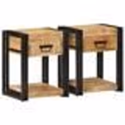 vidaXL Tables de chevet 2 pcs 40x35x50 cm bois de manguier massif brut