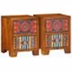 vidaXL Table de chevet 2 pcs 35x35x45 cm bois d'acacia massif