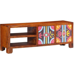 vidaXL Meuble TV multicolore 110x30x40 bois d'acacia massif