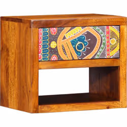 Cette table de chevet attire les regards avec son charme ethnique et ses fonctions utiles. Sa couleur marron foncé et son fin ...