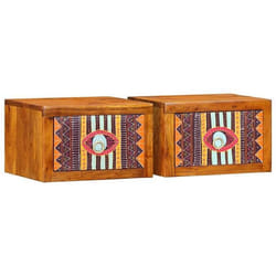 vidaXL Tables de nuit 2 pièces 35 x 30 x 22 cm en bois massif dacacia avec un tiroir coloré pour la chambre 4016518
