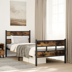 Cadre De Lit En Métal Sans Matelas Chêne Fumé 107x203 Cm Vidaxl