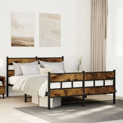 Cadre De Lit En Métal Sans Matelas Chêne Fumé 140x200 Cm Vidaxl