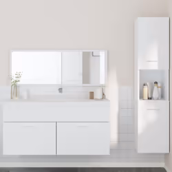 Cet ensemble de meubles de salle de bain pratique est un excellent supplément à votre salle de bain, ce qui lui donne une app ...