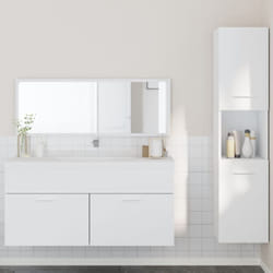 Ensemble de meubles salle de bain 3 pcs blanc bois d'ingénierie - Vidaxl