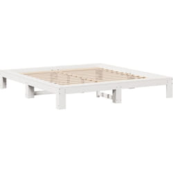 Cadre De Lit Sans Matelas Blanc 200x200 Cm Bois Massif De Pin Vidaxl