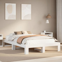 Cadre De Lit Sans Matelas Blanc 135x190 Cm Bois De Pin Massif Vidaxl
