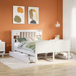 Vidaxl - Lit Bibliothèque Sans Matelas Blanc 150x200 Cm Bois Pin Massif
