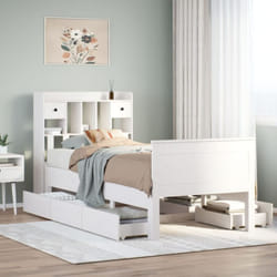 Lit Bibliothèque Sans Matelas Blanc 75x190cm Bois De Pin Massif Vidaxl