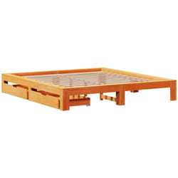Cadre De Lit Sans Matelas Cire Marron 180x200cm Bois Pin Massif Vidaxl