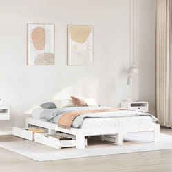 Vidaxl Cadre De Lit Sans Matelas Blanc 160x200 Cm Bois De Pin Massif