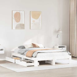 vidaXL Cadre de lit sans matelas blanc 140x200 cm bois de pin massif sommier cadre de lit double cadre de lit en bois 3309000